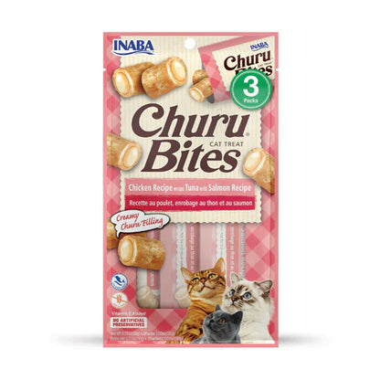 INABA Churu Churu Bites Chicken Wraps Tuna with Salmon Recipe Flavor Cat Treats USA723B, 30 g
