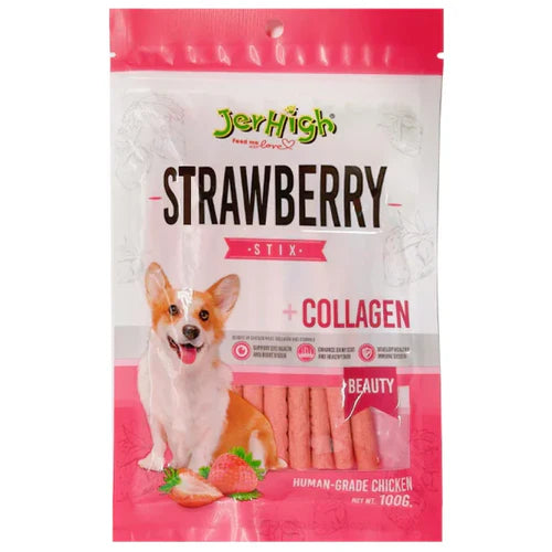 Jerhigh Chicken Strawberry Dog Treats - 100g