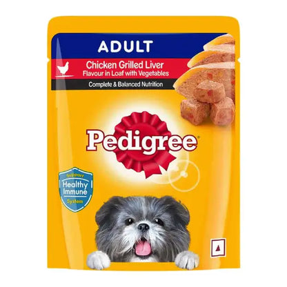 Pedigree Adult Chicken, Grilled Liver Loaf Flavor with Vegetables Wet Dog Food – 70 g