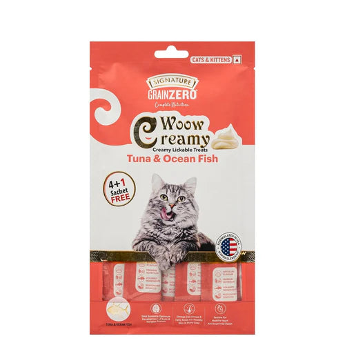 Signature Grain Zero Woow Creamy Tuna & Ocean Fish Lickable Treats for Cat & Kitten – 75 g
