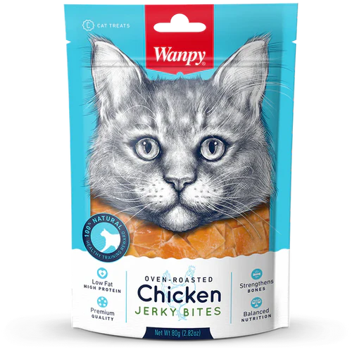 Wanpy Soft Oven Roasted Chicken Jerky Bites Cat Treats – 80g