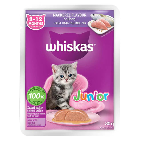Whiskas Wet Food for Junior Kittens - Mackerel Jelly (2-12 Months)